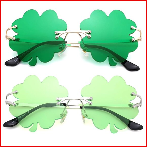St. Patrick\'s Day Shamrock Sunglasses, UV400 Protection, Metal Frame main image 6
